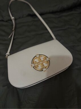 Tory Burch Cream Leather Crossbody with Gold Logo